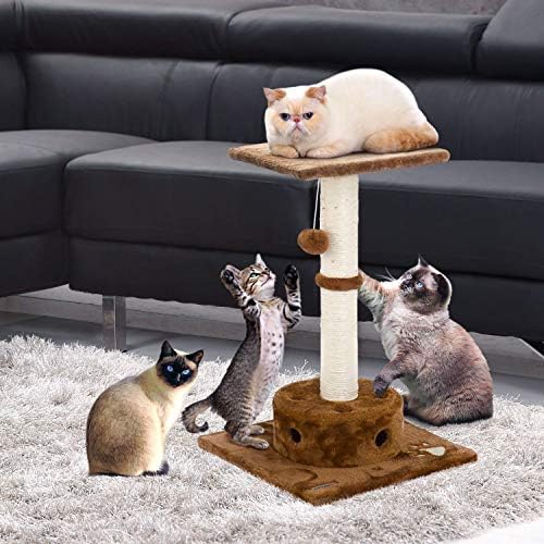 Пухкави лапи – Котешки дърво с когтеточкой, играчка за котки и мек мокет на 16 x 16 Основата | Котешка кула 18 инча висок,