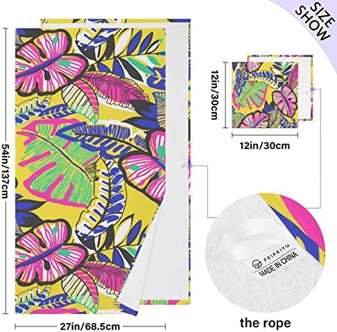 Комплект Кърпи за миене на съдове AIXIWAWA с Шарени Цветни тропически листа, хавлиени Кърпи от Памук Тънки и Меки Абсорбиращи