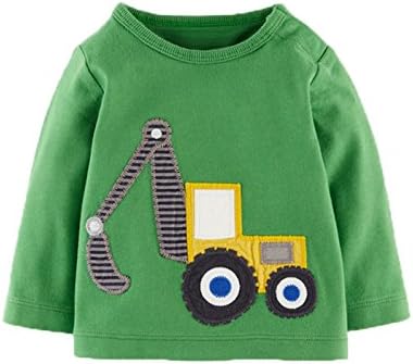 Памучни тениски с дълъг ръкав за малки момчета с анимационни автомобил, Върхове 18 ч-6 Т