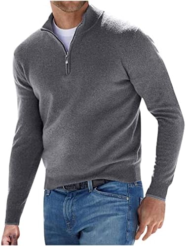 Ризи голям и висок растеж за мъже, Обикновен Пуловер с шал яка ботуш с цип и дълъг ръкав, Блуза, Оборудвана Най-висок