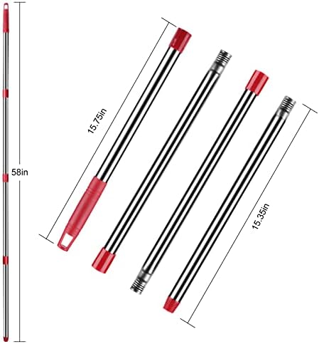 Замяна дръжка парцал за въртене - ДОЛНАТА 4-клетъчна замяна на дръжката за парцал с дължина 2,5-5 метра, която е съвместима