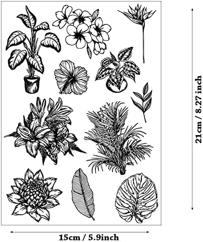 Арбуя Различни Видове Тропически Листа, Цветя, Лотос Лилия Декоративни Прозрачни Печати за Направата на Картички