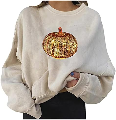 Xiloccer Ризи с дълъг ръкав за Хелоуин за Жени, Есенно-Зимни Тениски и Потници, Свитшоты с кръгло деколте, Костюми за Хелоуин