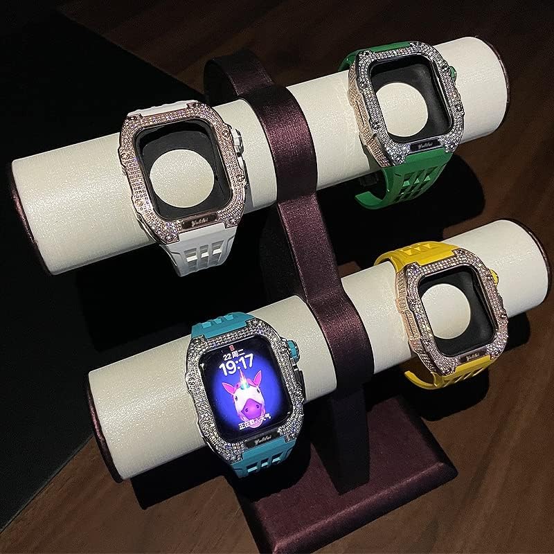 Титанов панел с гумена лента KANUZ за Apple Watch 8/7, разменени аксесоар за часа на Apple министерството на отбраната, Титанов