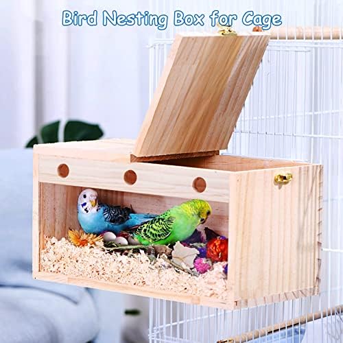BNOSDM Къщичка за Папагали Прозрачна Кутия за Отглеждане на Птичи Гнезда с Насестом Дървена Къщичка за Птици Клетки Папагал
