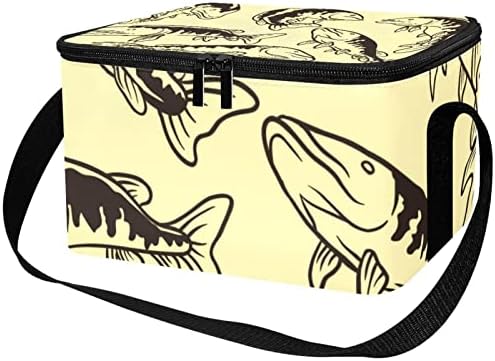 Реколта Чанта за Доставка на Храна Muskie Fishes, Изолирано Продуктова Чанта | Двойна Светкавица