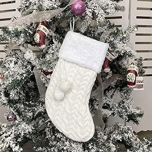 Floralby Джобен Коледен Чорап Многофункционален Коледен Отглеждане Голям Подарък Стойка За Бижута Нежен Бял