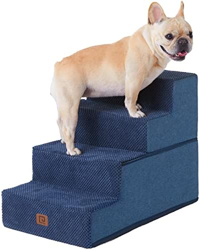 Куче стълбище EHEYCIGA за малки кучета, 3-Степенна куче на стълба за Високите легла и мека мебел, Сгъваеми стълби за домашни любимци за малки кучета и котки за катерене п