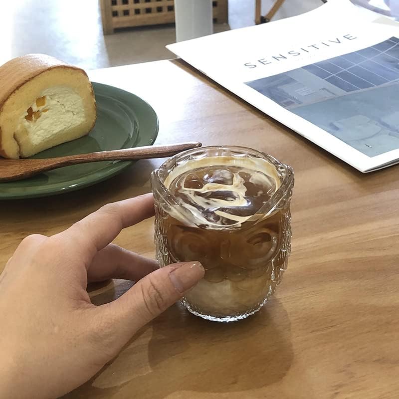 YiYLunneo Креативна чашата за кафе с совой, чаша за американско лате с тисненым лед, концентриран чаша, скъпа