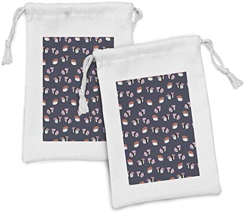 Текстилен Калъф за суши, Комплект от 2 теми, морски Дарове, приготвени ръчно в Карикатура стил, Малка чанта