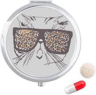 Слънчеви Очила с Леопардовым Принтом Котешка Глава Животно Калъф За Хапчета в Джоба Кутия За Съхранение на