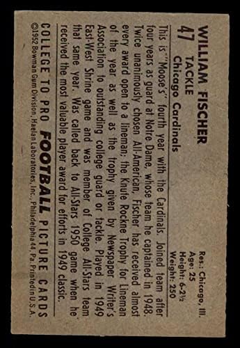 1952 Боуман Смолл # 47 Уилям Фишер Чикаго Кардиналс-FB (Футболна карта) EX/MT Кардиналите-FB Нотр-Дам