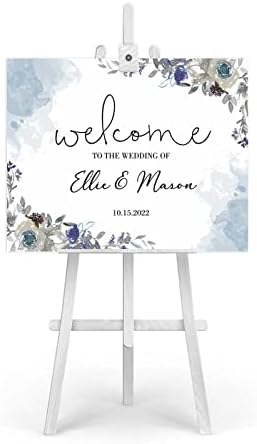 Добре дошли на Нашата сватба Сватбена Табела Акварелни Цветни Означения за сватбения прием Индивидуални 16X20