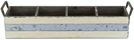 Дървени Дръжки за чекмеджета Cheung's, FP-3879W с 4 прорези и метален панел отстрани, Изтъркан Бял, Кафяв