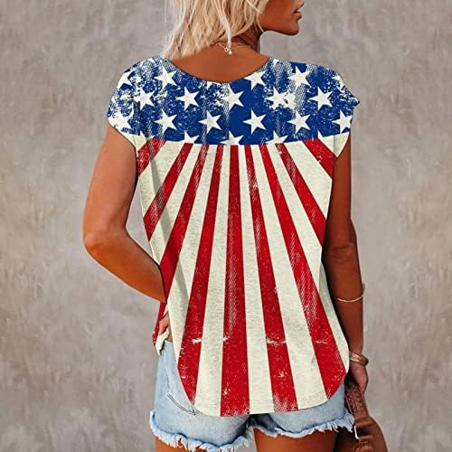 Дамски Графични Тениски, Дамски Годишната Реколта Блуза С Къс Ръкав, Ризи С Принтом на Американското, Модни Блузи С V-образно
