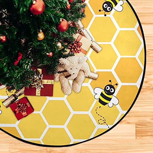 Медоносная Пчела Коледно Дърво Мат Водоустойчив Шкаф За Дърво Тава Мат Килим Под Коледна Елха Аксесоар за Защита на пода Празничен Къща за Доставка на 28 Инча