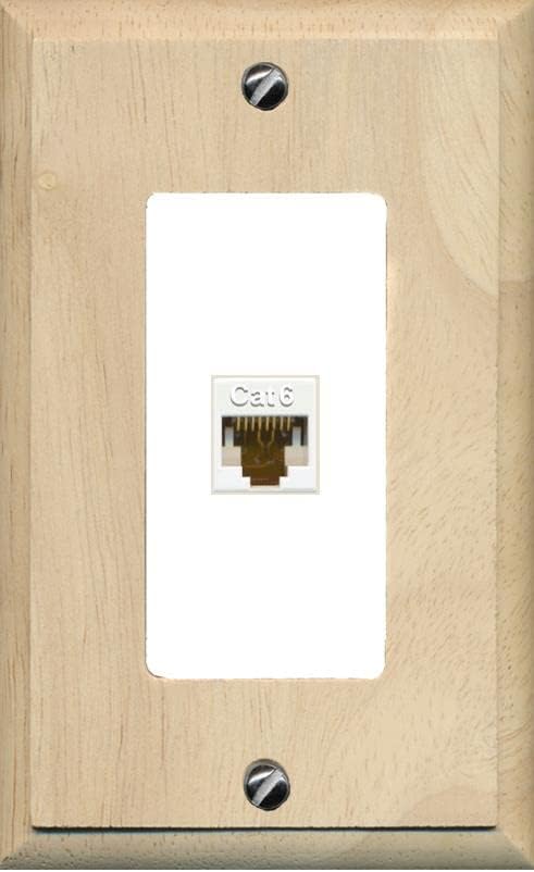 Декоративни Стенни плоча RiteAV 1 Gang 1 Port Cat6 - Дърво/Бял - Скоба за стена в комплекта