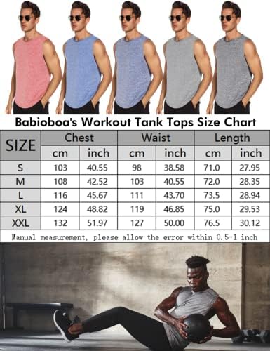 Babioboa / Мъжки Тениски за тренировки от 3 или 2 опаковки, Мрежести Ризи Без ръкави за Фитнес Тениска Dry
