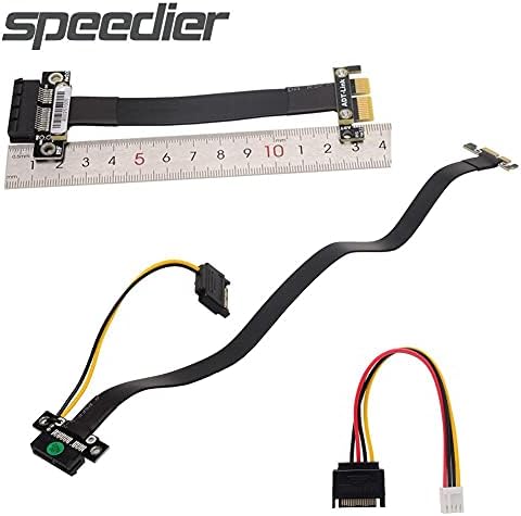 Конектори са Защитени PCI Express 3.0 x1 Странично Ribbon Cable PCI-E 1x Удължител за майнинга БТК под ъгъл 90/180/270 градуса 3.0 GPU Extender - (Дължина на кабела: 15 см, цвят: R11SR)