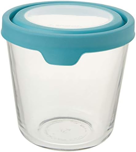 Стъклен контейнер за съхранение на продукти и обучение за консумация под формата на Котва, 7 чаши, Висок, Минерален, Синьо,
