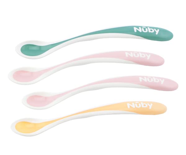 Nuby, 4 опаковки, горещи безопасни лъжици за хранене
