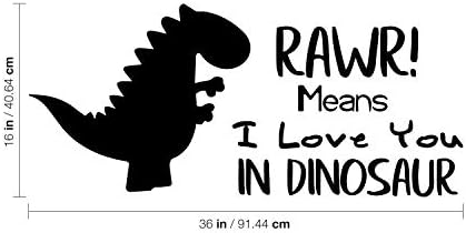 Vinyl Стикер на стената - Rawr Означава, че аз те обичам в Динозавре - 16 x 36 - Сладки Момчета и Малки Момичета, Детски