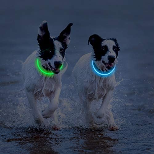 Novkin 2-Pack Led Нашийник за кучета, Светещи Нашийници за кучета, Акумулаторни Фенери за кучета за нощни Разходки, Универсален, многократна употреба Защитно Огърлица за м