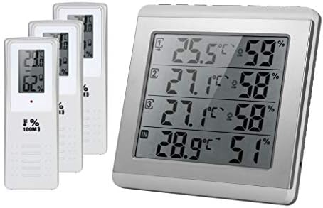 SAWQF LCD цифров Вътрешен и Външен Термометър-Влагомер с 3 Предаватели