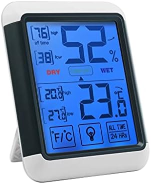 Цифров метеорологичната станция HOUKAI Влагомер, Термометър за стая със Сензорен екран с Подсветка Термометър за Влажност