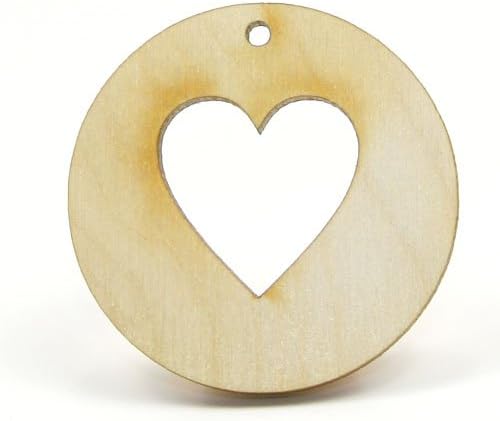 Mylittlewoodshop - Pkg от 6 - ти кръг изрезки с диаметър 1-1 / 2 инча с деколте във формата на сърце 3/4 и отвор от