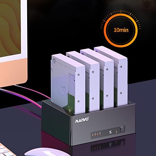 Зарядно устройство за външен твърд диск MAIWO с 4 отделения USB 3.0 SATA с функция копирна машина и автономен
