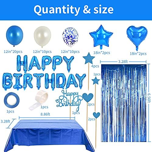 Комплект Бижута за бала в чест на рождения Ден на BEISHIDA Blue с Балони Happy Birthday, Банер, Латексными Балони, Въздушни