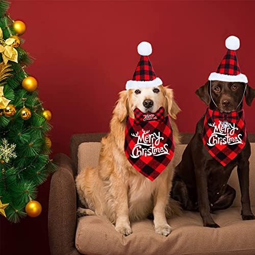 STMK Коледни Облекла За Кучета, Коледни Кърпи за Кучета, Шал, Шапка на Дядо Коледа, носи Вратовръзка с Камбана,