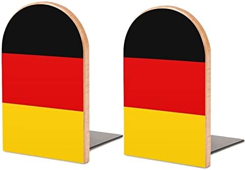 Флаг на Германия Дървени Поставки за книги, Модерна Декоративна Поставка за книги за дома и Офиса Комплект от 2 Рафтове