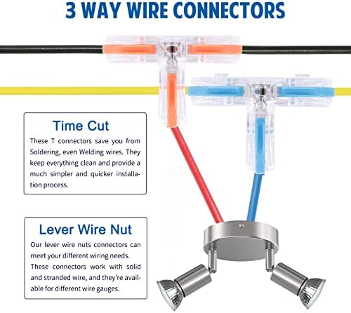 Т-образни свръзки Brightfour за AWG 28-12, Рычажные Конектори за кабели 20 бр. В опаковка, Т-образни свръзки за окабеляване,