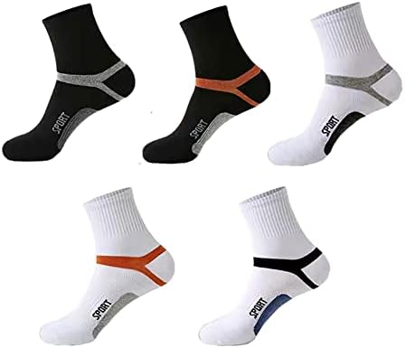 Yacclong Мъжки 5 Чифта Спортни чорапи от чист памук с Дезодорант за Усвояване на пот