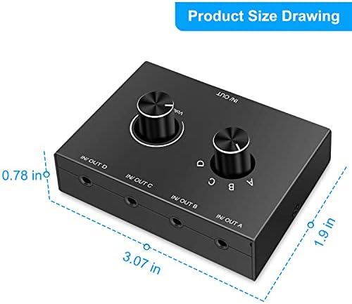 Аудиомикшер Dingsun 3,5 мм 4-портов аудиовыключатель, поддържа връзка активни високоговорители, слушалки, MP3/MP4,