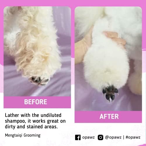OPAWZ Избелващ лилаво шампоан за кучета и котки, 16,9 унция - Безопасно премахва жълти петна, без белина, карбамид и амониев,