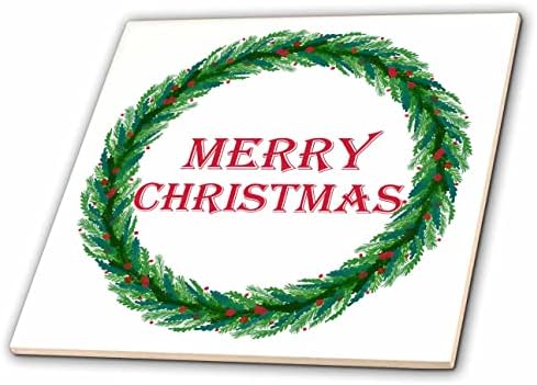 Коледен венец 3dRose Червен с Коледна надпис, SM3DR - Теракот (ct_353373_1)