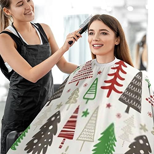 Наметало за Подстригване на коса за Мъже и Жени, Коледен Модел с Дървета, по-Голямата Наметало за Подстригване на Коса с Регулируема