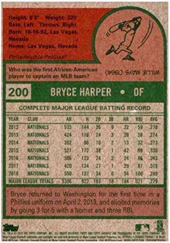 Архив на Topps 2019 200 Бейзболна картичка Брайса Харпър Филаделфия Филис