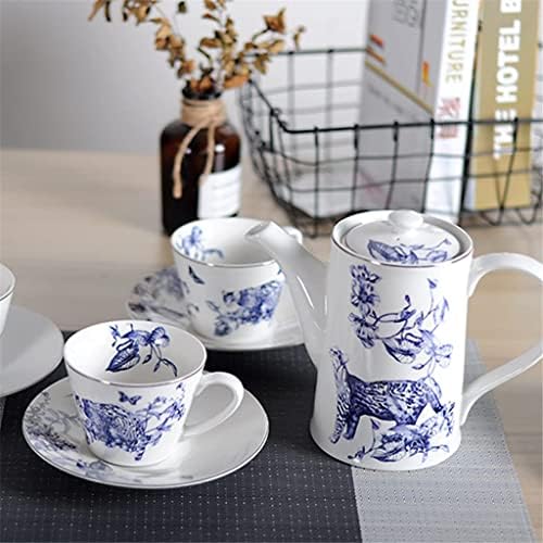 Чайник HaveFun, чайникът, Набор от манекени със сини модел, чашата за Кафе с Блюдцем, Чайника, Чай Набиране, уреди за следобеден чай (Цвят: B размер