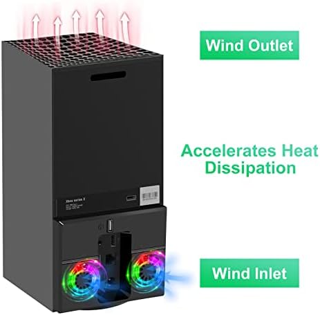 Linkstyle Обновен Оттичане, с охлаждащ вентилатор за Xbox Series X, Охлаждаща поставка с захранван от USB Аксесоари за охладителната