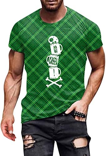 PDFBR Мъжки тениски в Деня на Св. Патрик, по-мръсни, с къс ръкав, Зелени Тениски с графичен дизайн, Върхове с принтом