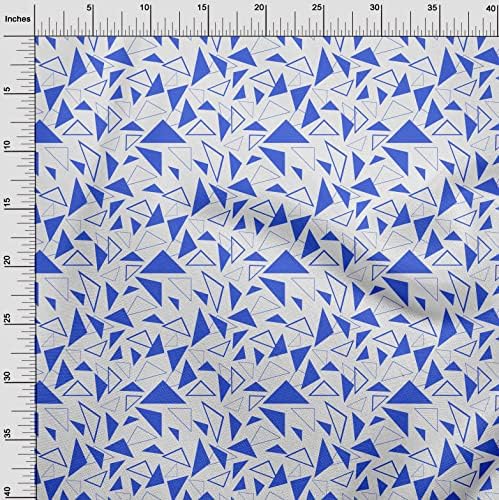 oneOone в памучна коприна тъкани средно син цвят, материал за рокли с геометричен модел, плат с принтом ширина 42 инча-6158