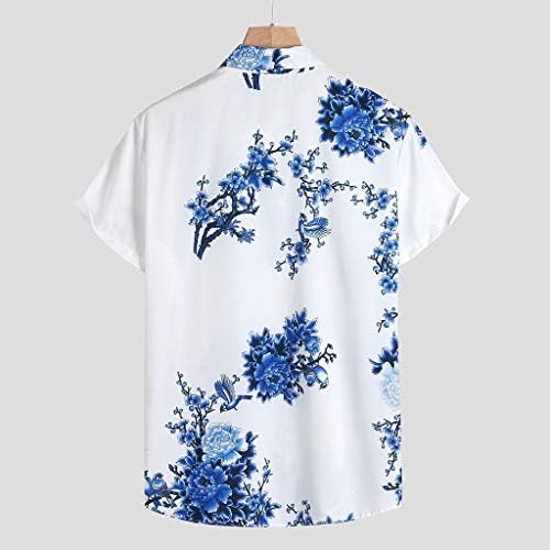 BEUU/ Мъжки Хавайски Ризи С Къс ръкав, Летни, Копчета, С Флорални Принтом, Ежедневни Плажна Риза С Яка Обикновена Засаждане,