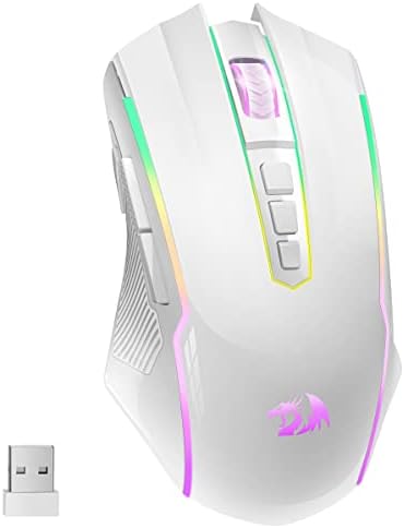 Безжична Детска мишката Redragon с RGB подсветка, 8000 точки на инч, Игра на мишката с бутон Fire, Програмируеми