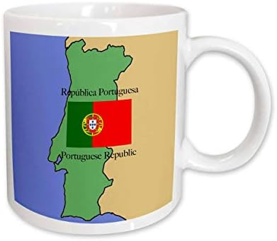 3 Нанесете на Картата и Флаг на Португалия, отпечатани на английски и португалски език, Керамична чаша, 11 грама