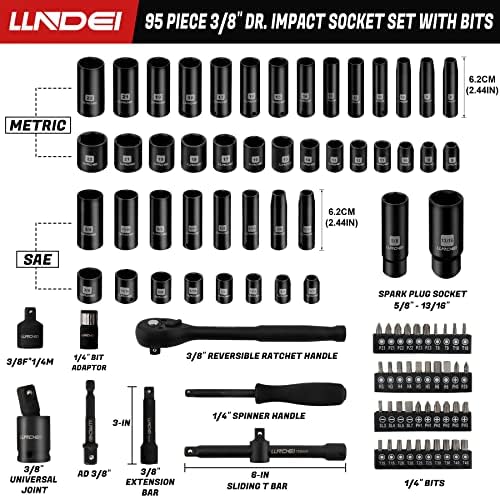 LLNDEI 1/4 и 3/8Комплект ударни гнезда Drive Master