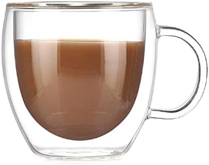 чашата за кафе с двоен стъклопакет от 2 теми и дръжка за ежедневна или офис употреба, 5 грама